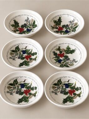 Portmeirion Holly & Ivy Set of 6 Cereal Bowls Made in England
